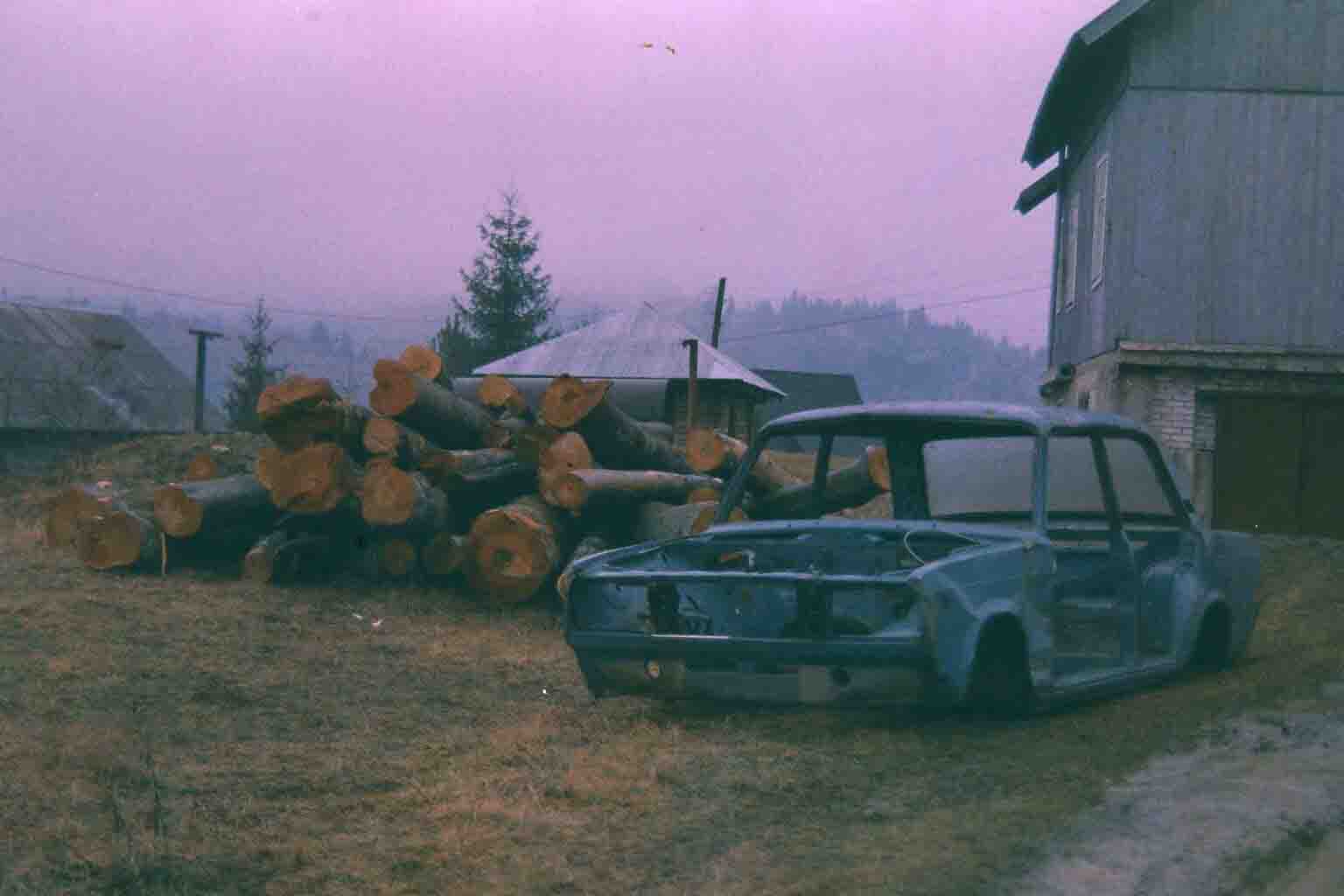 Body of the car and firewood